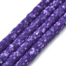 Honeyhandy Handmade Polymer Clay Beads Strands, for DIY Jewelry Crafts Supplies, Heishi Beads, Disc/Flat Round, Blue Violet, 6x0.5~1mm, Hole: 1.8mm, about 290~320pcs/strand, 15.75 inch~16.14 inch(40~41cm)