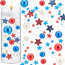 BENECREAT 244Pcs Independence Day Vase Filler, Red Blue White 4th of July Floating Vase Beads with PVC Plastic Confetti for Floating Candles Independence Day Home Party Table Festival Decor