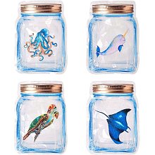 GORGECRAFT 4Pcs Static Rainbow Window Clings Bottle Shape Sea Animal Pattern Suncatcher Window Stickers Window Decals Non Adhesive Vinyl Film for Sliding Doors Windows Prevent Birds Strikes