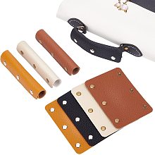 OLYCRAFT 8 Pcs 4 Color Handle Leather Wrap Covers Handbag Purse Handle Leather Wraps Cover Craft Strap Making Supplies with Iron Snap Buttons for Shopping Bag Travel Bag - Black/Beige/Brown/Orange