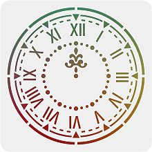 FINGERINSPIRE Clock Stencil Template 12"x12"/30x30cm Square Ornate Clock Painting Stencil Template Reusable DIY Stencil Template for Home Decor (White)