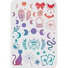 FINGERINSPIRE Ouija Board Stencil 11.7x8.3 inch Magical Stencils Witch Stencils for Crafts Plastic Reusable Wicca Stencil for Painting on Wood, Floor, Wall, Fabric