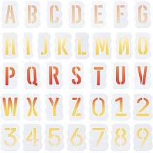 FINGERINSPIRE 36Pcs Letters and Numbers Stencils Kit 0-9/A-Z Plastic Stencils for Address Painting Classic Stencil Font PET Drawing Painting Stencils for DIY Scrapbooking