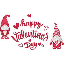 SUPERDANT Happy Valentine's Day Wall Decals Gnome Elf Wall Stickers Pink Heart Shape Decor Window Cling Decals for Valentine's Day Bedroom Living Room Home Wall Decoration