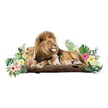 SUPERDANT Lion Wall Stickers Colorful Lion Family Cubs Tropical Plants Flowers Wall Sticker Jungle Safari Animal Vinyl Art Decoration for Kid Nursery Baby Bedroom Living Room Playing Room