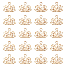 DICOSMETIC 20Pcs Lotus Flower Charms Stainless Steel Pendants Golden Yoga Lotus Flower Charms Hollow Dangle Charms for Necklace Bracelet Earring Jewelry Making DIY Crafts, Hole: 1mm