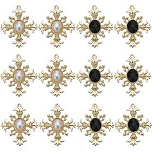 SUNNYCLUE 1 Box 24Pcs Cross Charms Golden Baroque Style Sun Charms Bulk Black White Acrylic Imitation Wedding Bridal Bouquet Rhinestone Charm for Jewelry Making Charm DIY Necklace Earrings Supplies