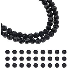 NBEADS 2 Strands about 276 Pcs Natural Spinel Beads, 3mm Faceted Round Stone Beads Loose Gemstone Beads Spacer Beads for DIY Crafts Necklace Bracelet Jewelry Making, Black