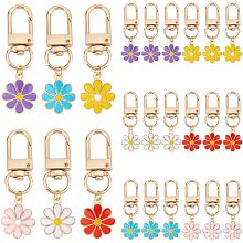 PandaHall Elite 24pcs Flower Keychain, Daisy Enameled Charms Aesthetic Keychain Car Key Ring Pendant Key Chains for Handbag Bag, Earphone Case Decoration, Purse Accessories