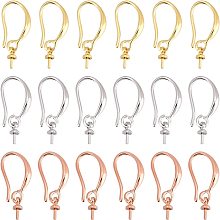 SUPERFINDINGS 18Pairs Brass Earring Hooks 3 Colors French Earring Hooks with Loop Ear Wire 20x2.7mm Dangle Earring Findings with Cup Peg Bail for DIY Jewelry Making，Pin: 0.8mm