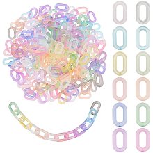 PandaHall Elite 240pcs Acrylic Linking Ring 12 Colors Oval Transparent Curb Chain Connectors Frost Quick Link Connectors C-Clip Hooks for Chunky Necklace Eyeglass Purse Phone Chain DIY Craft, 27mm/1.06"