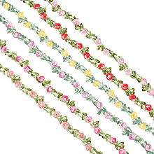 PandaHall Elite 6 Yards Flower Lace Ribbon 6 Colors Floral Lace Trim 20mm Decorating Lace Flower Embroidered Trim Ribbons for DIY Wedding Appliques Sewing Craft Scrapbooking Upholstery Curtain Patchwork