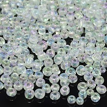 Honeyhandy Round Glass Seed Beads, Transparent Colours Rainbow, Round, Clear, 4mm