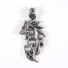 Honeyhandy 316 Surgical Stainless Steel Big Pendants, Dragon, Antique Silver, 67x33x9mm, Hole: 11x5mm