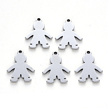 Honeyhandy 201 Stainless Steel Pendants, Laser Cut, Boy, Stainless Steel Color, 17x13x1mm, Hole: 1.4mm