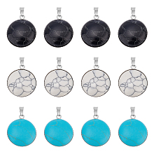 UNICRAFTALE 12Pcs 3 Colors Turquoise Pendant 31mm Dome Turquoise Necklace Pendants Dyed Half Round Charms with 8x3mm Pendant Bails for DIY Necklace Jewelry Making