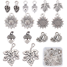 SUNNYCLUE 48Pcs 8 Style Tibetan Style Alloy Pendants, Cadmium Free & Lead Free, Mixed Shapes, Antique Silver, 10~29x7~21x1~10mm, hole: 1.4~3mm, 6pcs/style