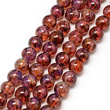 Honeyhandy Baking Painted Glass Beads Strands, Imitation Opalite, Round, Dark Red, 8mm, Hole: 1.3~1.6mm, about 100pcs/strand, 31.4 inch