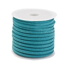 Honeyhandy 3x1.5mm Teal Flat Faux Suede Cord, Faux Suede Lace, about 5.46 yards(5m)/roll