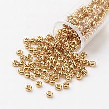 Honeyhandy 11/0 Grade A Dyed Glass Seed Beads, Round, Goldenrod, 2.3x1.5mm, Hole: 1mm, about 5300pcs/50g