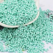 Baking Paint Glass Seed Beads, Cylinder, Pale Turquoise, 2x1.5mm, Hole: 1mm, about 5599pcs/50g