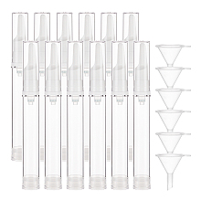 BENECREAT Plastic Transparent Dewar Bottles, Empty Eye Cream Tube Vials, with Transparent Plastic Funnel Hopper, Clear, 15x1.9cm, Capacity: 15ml; 12pcs