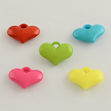 Honeyhandy Opaque Acrylic Heart Charms, Mixed Color, 15x20x5mm, Hole: 3mm