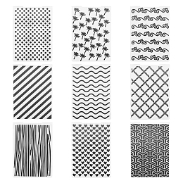 Globleland Plastic Embossing Folders, Concave-Convex Embossing Stencils, for Handcraft Photo Album Decoration, Mixed Patterns, 148x105x3mm, 9 patterns, 1pc/pattern, 9pcs/set