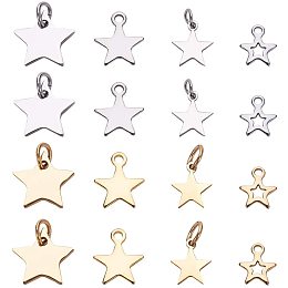 Unicraftale 304 Stainless Steel Charms, Star, Golden & Stainless Steel Color, 68x52x11mm, 32pcs/box