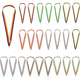 AHANDMAKER 40 Pcs Striped Medal Lanyards, 8 Styles Polyester Award Neck Ribbons Medals Neck Ribbons with Snap Clips, for Competitions Sports Meeting Sport Party 44.5x2.1cm