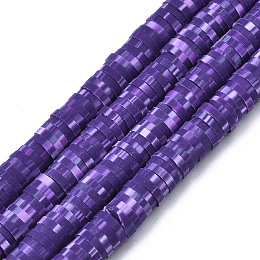 Honeyhandy Handmade Polymer Clay Beads Strands, for DIY Jewelry Crafts Supplies, Heishi Beads, Disc/Flat Round, Blue Violet, 6x0.5~1mm, Hole: 1.8mm, about 290~320pcs/strand, 15.75 inch~16.14 inch(40~41cm)