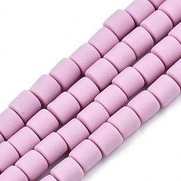 Honeyhandy Polymer Clay Bead Strands, Column, Plum, 5~7x6mm, Hole: 1.5~2mm, about 61~69pcs/strand, 15.74 inch