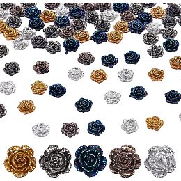 SUNNYCLUE 100Pcs Resin Flower Cabochons Resin Flatback Charms Flowers Flatback Rhinestone Rose Flatback Cabochon Spring Floral Resin Charms for Embellishments Scrapbooks Phone Case Decor Hair Clip DIY