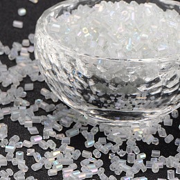 Honeyhandy 11/0 Two Cut Glass Seed Beads, Hexagon, Clear, Size: about 2.2mm in diameter, about 37500pcs/Pound