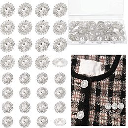 AHANDMAKER 40 Pcs Shank Rhinestone Buttons, 20mm 25.5mm Sew on Clothing Buttons, Alloy Embellishments Buttons for Coats, Dress, Jewelry, Wedding Party and DIY Crafting Decorations (Silver)