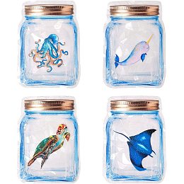 GORGECRAFT 4Pcs Static Rainbow Window Clings Bottle Shape Sea Animal Pattern Suncatcher Window Stickers Window Decals Non Adhesive Vinyl Film for Sliding Doors Windows Prevent Birds Strikes