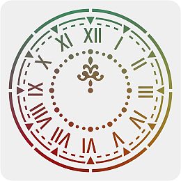 FINGERINSPIRE Clock Stencil Template 12"x12"/30x30cm Square Ornate Clock Painting Stencil Template Reusable DIY Stencil Template for Home Decor (White)