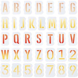 FINGERINSPIRE 36Pcs Letters and Numbers Stencils Kit 0-9/A-Z Plastic Stencils for Address Painting Classic Stencil Font PET Drawing Painting Stencils for DIY Scrapbooking