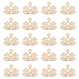 DICOSMETIC 20Pcs Lotus Flower Charms Stainless Steel Pendants Golden Yoga Lotus Flower Charms Hollow Dangle Charms for Necklace Bracelet Earring Jewelry Making DIY Crafts, Hole: 1mm