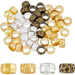 DICOSMETIC 80Pcs 4 Colors Barrel Loose Spacer Beads Rondelle Spacer Beads Large Hole Beads 10mm Metal Loose Beads Tibetan Style European Beads Alloy Beads for Bracelets Jewelry Making