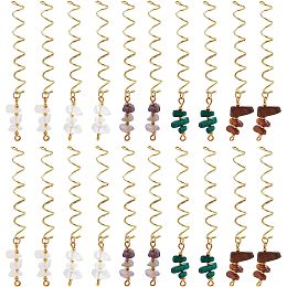 NBEADS 30 Pcs 5 Styles Dreadlock Accessories, Hair Cuffs Beads Pendants Loc Hair Jewelry Gold Wire Wrapped Crystal Hair Beads DIY Hair Pendant Charms for Hair Braids Decoration