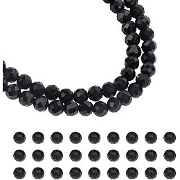 NBEADS 2 Strands about 276 Pcs Natural Spinel Beads, 3mm Faceted Round Stone Beads Loose Gemstone Beads Spacer Beads for DIY Crafts Necklace Bracelet Jewelry Making, Black