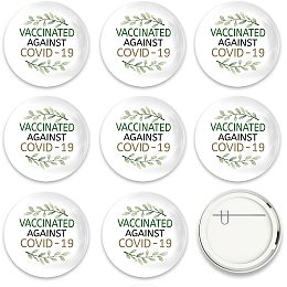 GLOBLELAND 9 Pcs Vaccine Button Pins I Got Vaccinated Leaves Pattern for Men's/Women's Brooches or Doctors, Nurses, Hospitals, 2-1/4 Inch