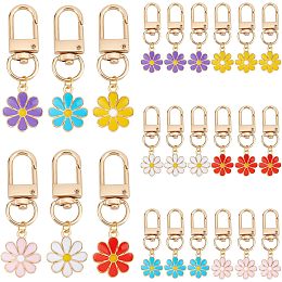 PandaHall Elite 24pcs Flower Keychain, Daisy Enameled Charms Aesthetic Keychain Car Key Ring Pendant Key Chains for Handbag Bag, Earphone Case Decoration, Purse Accessories