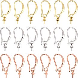 SUPERFINDINGS 18Pairs Brass Earring Hooks 3 Colors French Earring Hooks with Loop Ear Wire 20x2.7mm Dangle Earring Findings with Cup Peg Bail for DIY Jewelry Making，Pin: 0.8mm