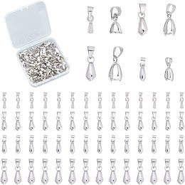 SUNNYCLUE 1 Box 120Pcs 4 Size Brass Pinch Bails Pendants Silver Pinch Clip Bail Clasp Dangle Charm Bead Pendant Jewelry Making Connectors Bails for Necklace Dangle Charm DIY Craft Making