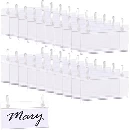 BENECREAT 64 Sets Plastic Wire Shelf Label Holder Basket Label Clips with Easy Button Lock Design Lock Closure Rack Display Price Sign for Supermarket Shop(2.24 x 4inch)