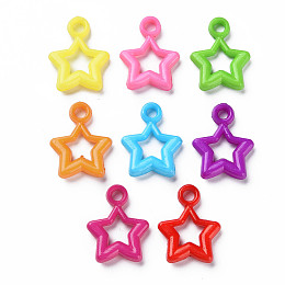 Honeyhandy Opaque Acrylic Pendants, Star, Mixed Color, 20x16x4mm, Hole: 3mm, about 1330pcs/500g