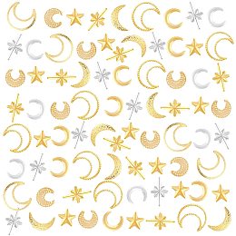 OLYCRAFT 1800pcs Star Moon Resin Fillers Cosmos Theme Brass Resin Charms Cabochons Hollow Moon Epoxy Resin Accessories Alloy Epoxy Resin Supplies Nail Art Decoration - Golden & Sliver