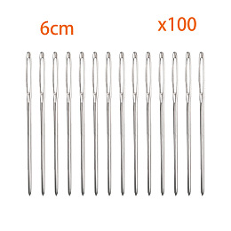 Honeyhandy Iron Sewing Needles, Big Eye Blunt Needles, for Cross-Stitch, Knitting, Ribbon Embroidery, Platinum, 60x2mm, 100pcs/set